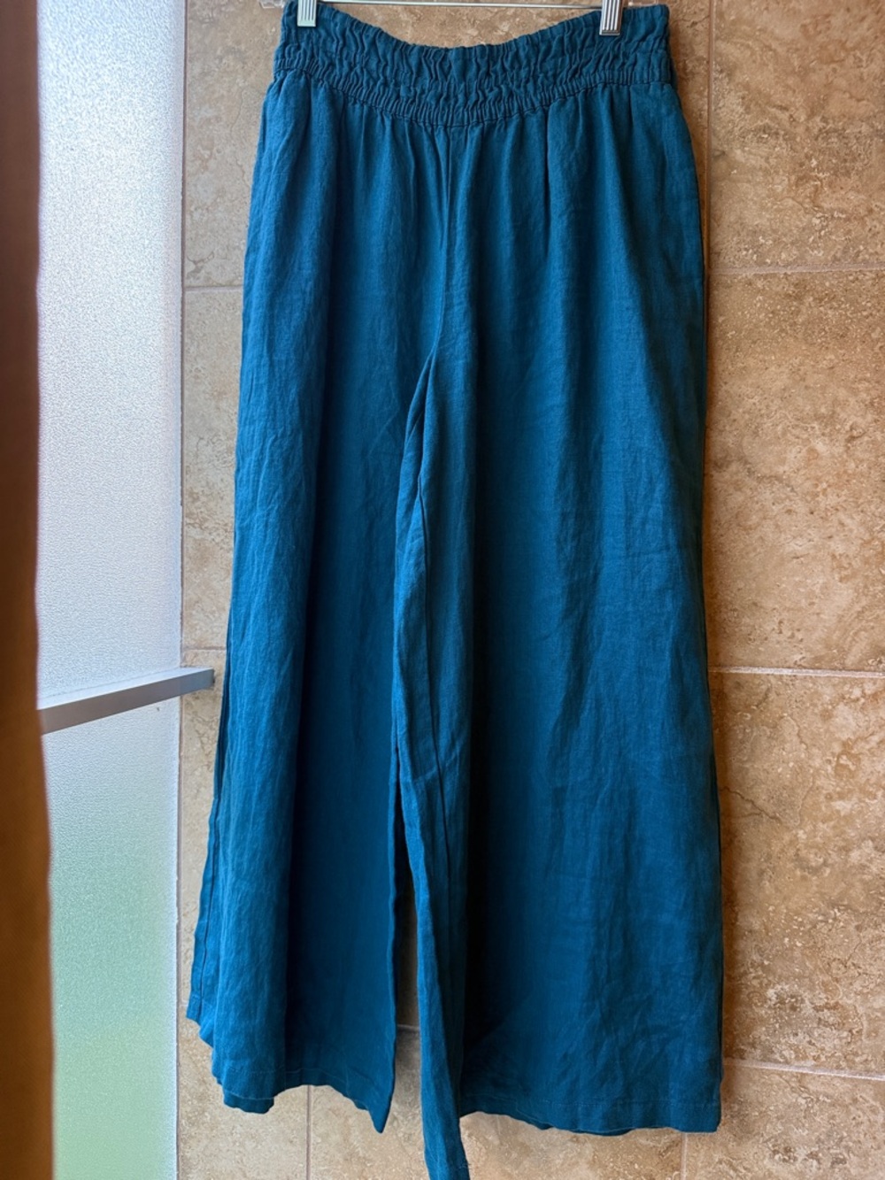Somerset Linen Pants Anthropologie Pull-on Smocked Elastic Waist Pockets S NWT - Picture 8 of 16